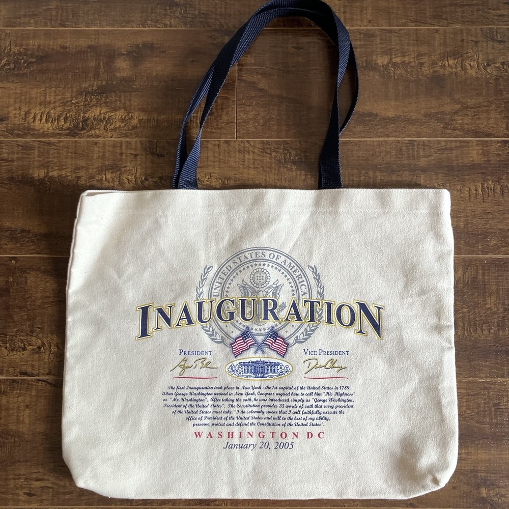 Vintage 2005 George W Bush Dick Cheney Presidential Inauguration Canvas Tote DC
